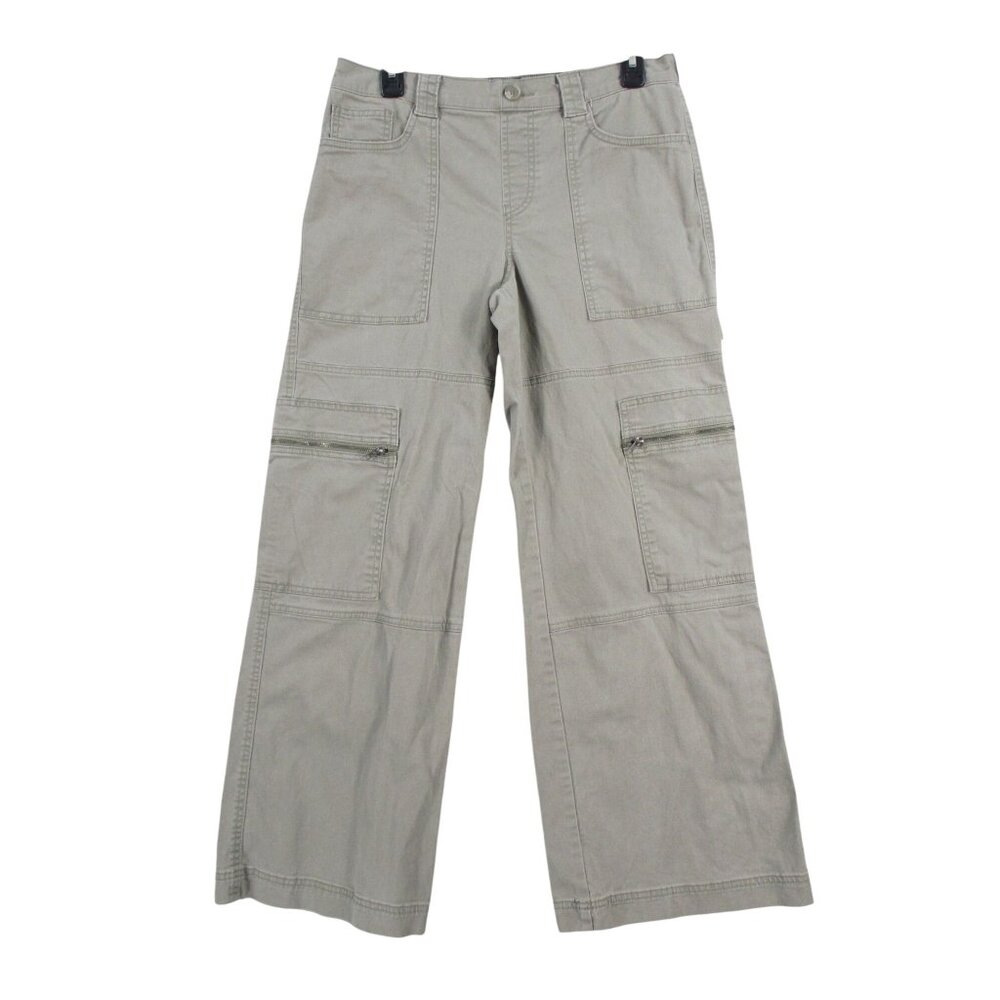 Cargo Pants With Multiple Pockets & Zipper Detail Khaki Color Relaxed Fit 100% C
